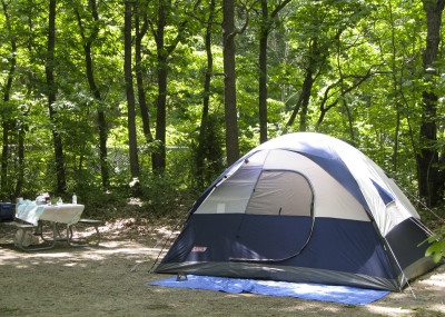 Campsite with tent